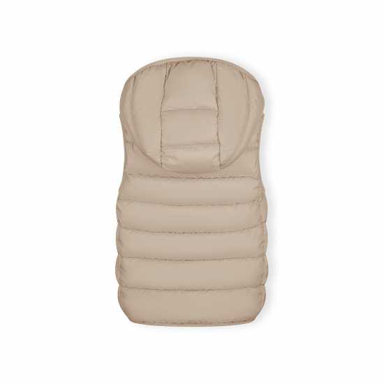 Girls Quilted Gilet Removable Hood Beige Girls Quilted Gilet Removable Hood Beige