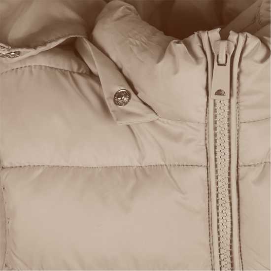 Girls Quilted Gilet Removable Hood Beige Girls Quilted Gilet Removable Hood Beige
