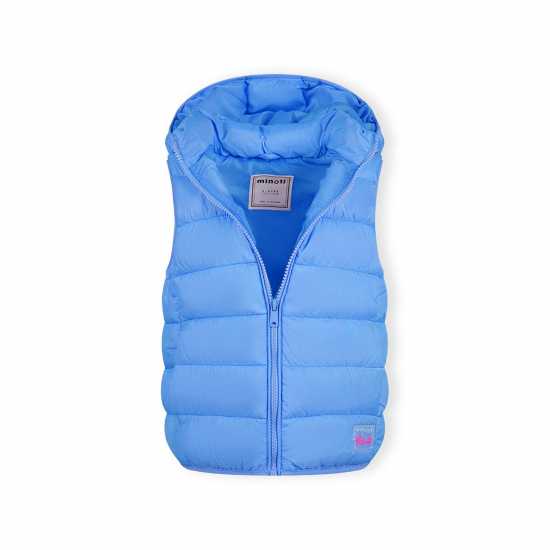 Girls Quilted Gilet With Full Zip And Detachable Hood Light Blue Girls Quilted Gilet With Full Zip And Detachable Hood Light Blue