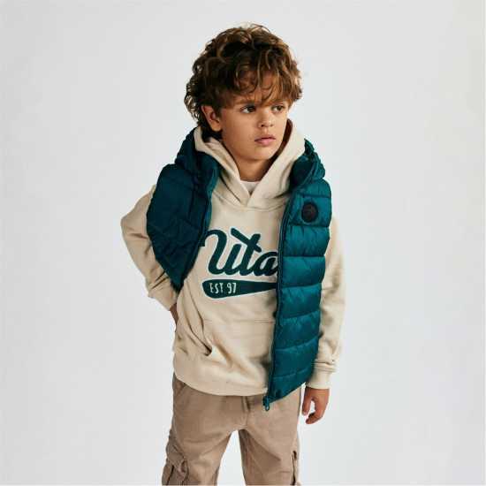 Ватирано Елече Minoti Boys Padded Gilet Detachable Hood Turquoise  