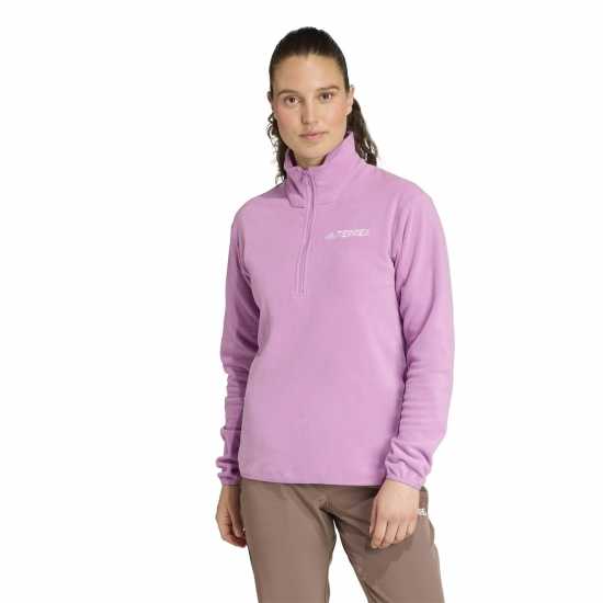 Adidas Дамско Яке Multi Essentials Half Zip Fleece Jacket Womens Лилаво 