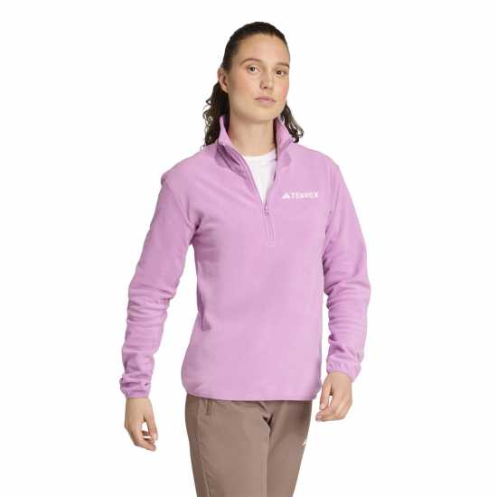 Adidas Дамско Яке Multi Essentials Half Zip Fleece Jacket Womens Лилаво 