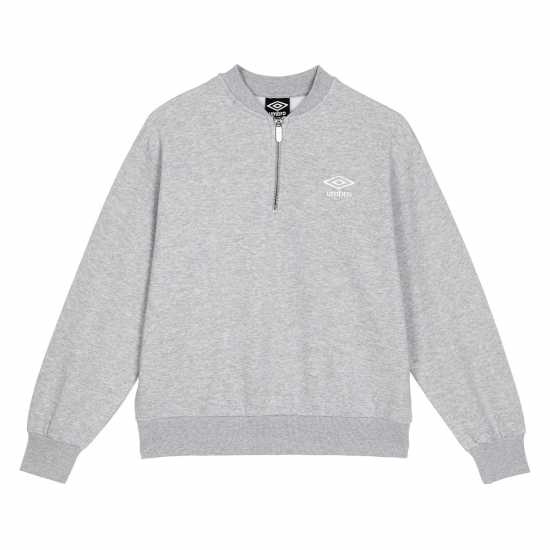 Umbro Quarter Zip Sweatshirt Womens Сив меланж/Бял Дамски полар
