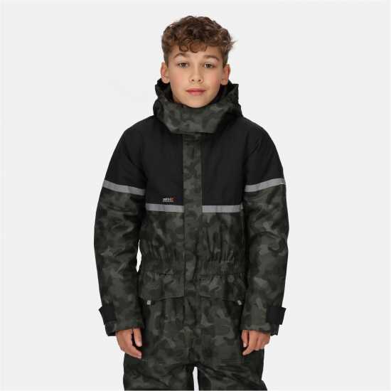 Непромокаемо Яке Regatta Unisex Kids Rancher Waterproof Jacket Камуфлаж/Черно 