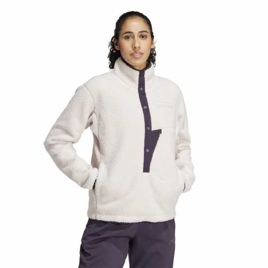 Adidas Terrex Xploric High Pile Fleece Pullover Sweatshirt Womens Пути Мауве Дамски полар