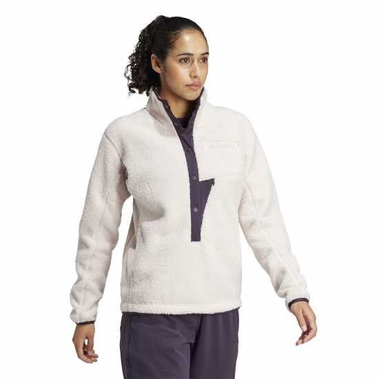 Adidas Terrex Xploric High Pile Fleece Pullover Sweatshirt Womens Пути Мауве Дамски полар