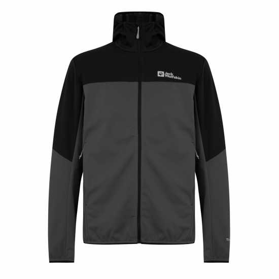 Jack Wolfskin Шел Яке Men's Feldberg Water Resistant Windproof Hooded Long Sleeve Softshell Jacket Сиво 