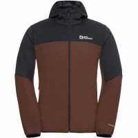Jack Wolfskin Шел Яке Men's Feldberg Water Resistant Windproof Hooded Long Sleeve Softshell Jacket Hot Choc Jack Wolfskin Шел Яке Men's Feldberg Water Resistant Windproof Hooded Long Sleeve Softshell Jacket Hot Choc