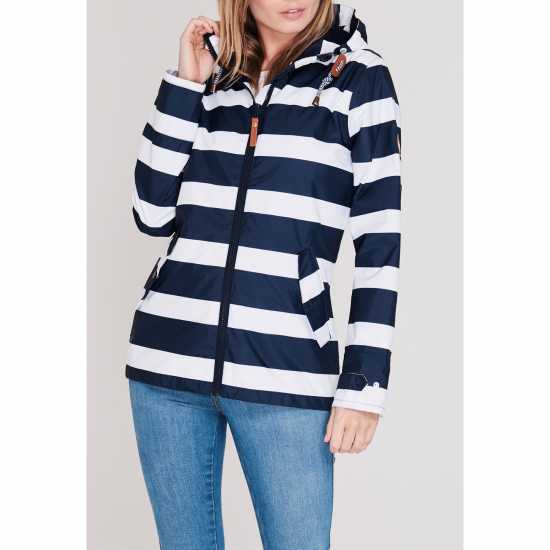 Gelert Водонепромокаемо Дамско Яке Coast Waterproof Jacket Ladies Navy/Wht Stripe Дамски якета и палта