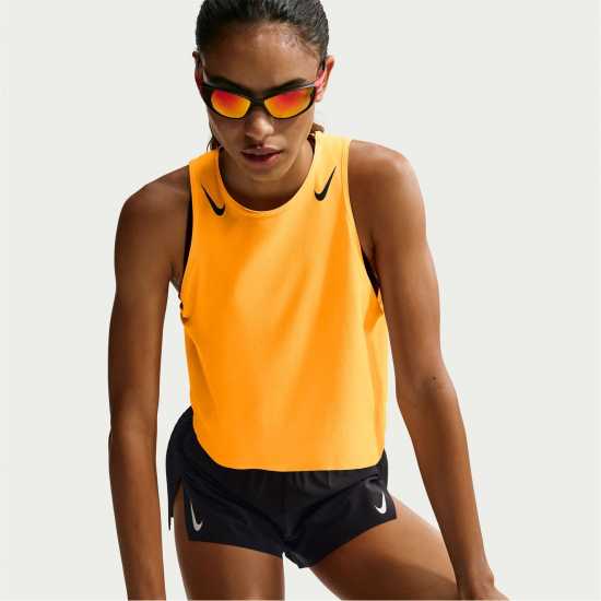 Nike Womens  As Crop Tank Top Citron Pulse 