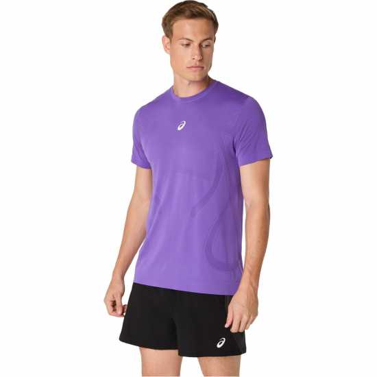 Asics Road Seamless Short-Sleeve Performance Running Top Едо Лилаво 