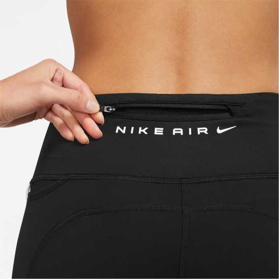 Nike Air Fast Women's Mid-Rise 7/8-Length Running Leggings Black/White Дамски клинове за фитнес