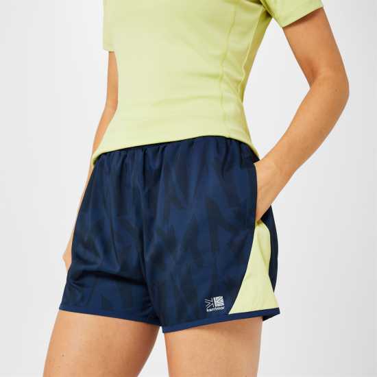 Тъкани Дамски Гащета Karrimor Running Woven Shorts Ladies Navy/Lilly Gree Дамски клинове за фитнес