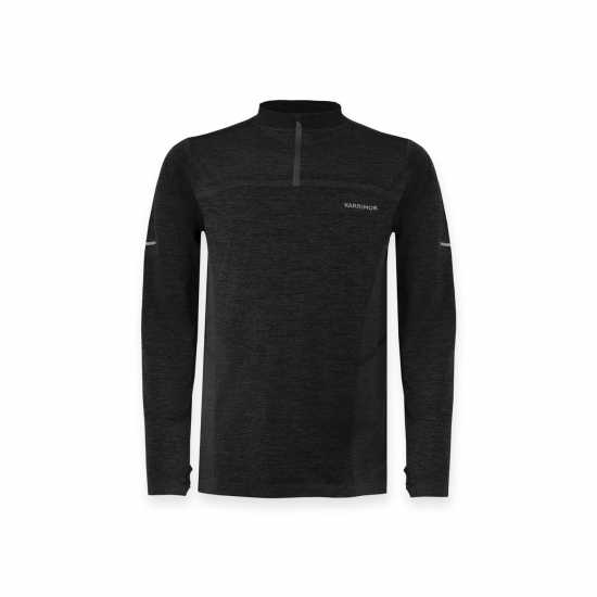 Karrimor Xlite Seamless Running Mens Quarter Zip Черно Мъжки тениски с яка