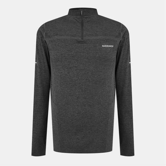 Karrimor Xlite Seamless Running Mens Quarter Zip Черно Мъжки тениски с яка