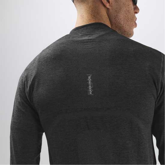 Karrimor Xlite Seamless Running Mens Quarter Zip Черно Мъжки тениски с яка
