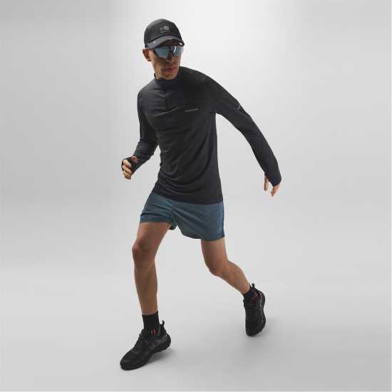 Karrimor Xlite Seamless Running Mens Quarter Zip Черно Мъжки горнища с цип