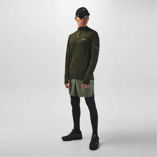 Karrimor Xlite Seamless Running Mens Quarter Zip Кахи Марл Мъжки горнища с цип