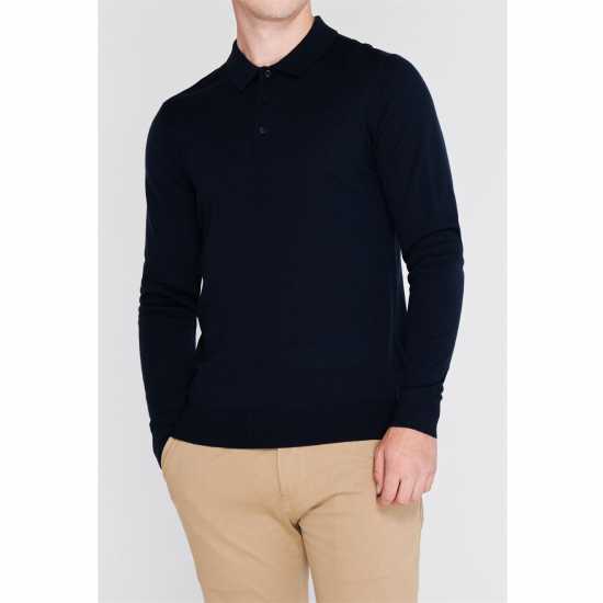 Howick Блуза С Яка Merino Polo Shirt Navy - Мъжки пуловери и жилетки