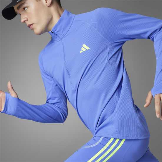 Мъжки горнища с цип Adidas Мъжко Горнище Дълъг Ръкав Adizero Running Quarter-Zip Long Sleeve Top Mens Adidas Мъжко Горнище Дълъг Ръкав Adizero Running Quarter-Zip Long Sleeve Top Mens Мъжки горнища с цип