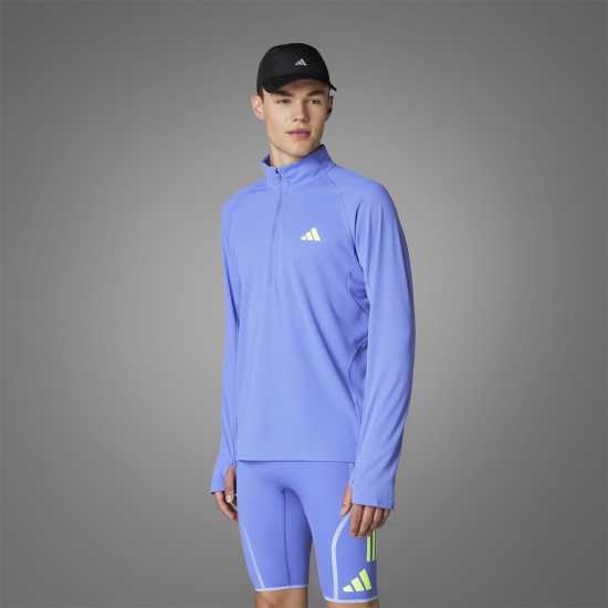 Мъжки горнища с цип Adidas Мъжко Горнище Дълъг Ръкав Adizero Running Quarter-Zip Long Sleeve Top Mens Adidas Мъжко Горнище Дълъг Ръкав Adizero Running Quarter-Zip Long Sleeve Top Mens Мъжки горнища с цип
