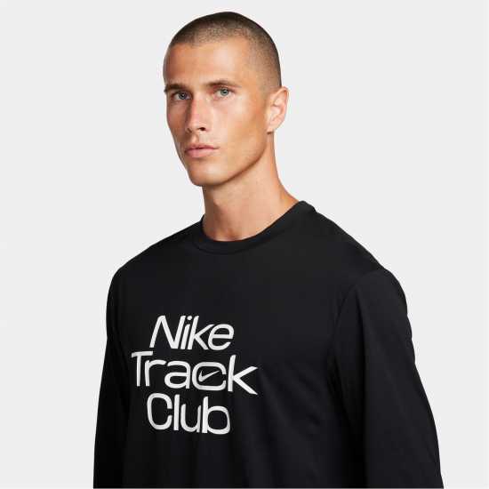 Nike Hyverse Track Club Men's Dri-FIT Long-Sleeve Running Top Black Мъжки ризи