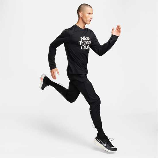 Nike Hyverse Track Club Men's Dri-FIT Long-Sleeve Running Top Black Мъжки ризи