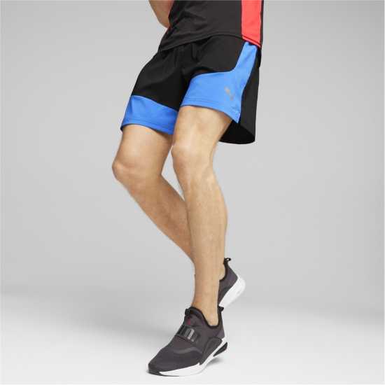 Puma Run Favorite Woven 5 Inch Running Shorts Black/Blue Мъжко облекло за едри хора