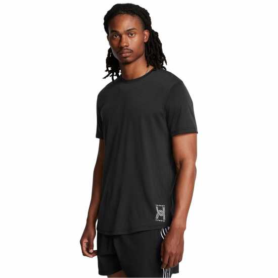 Under Armour Мъжко Горнище За Бягане Armour Ua Run Anywhere Tee Running Top Mens Black Мъжки дрехи за бягане