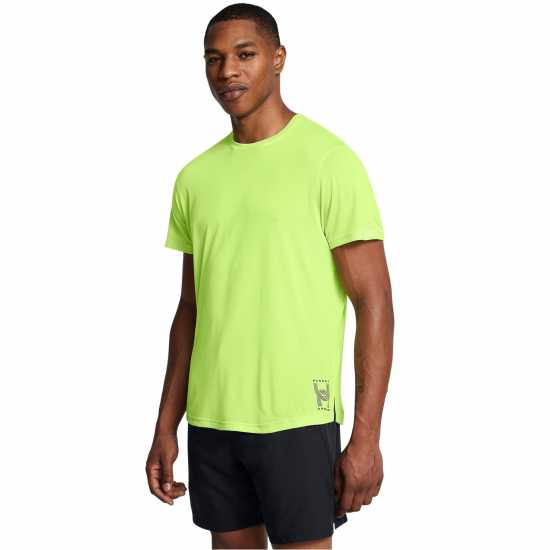 Under Armour Мъжко Горнище За Бягане Armour Ua Run Anywhere Tee Running Top Mens Зелено Мъжки дрехи за бягане