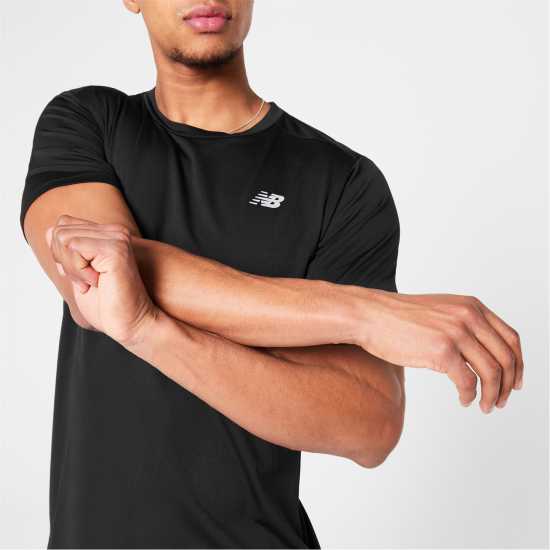 New Balance Мъжка Риза Running T-Shirt Mens Черно Мъжки дрехи за бягане