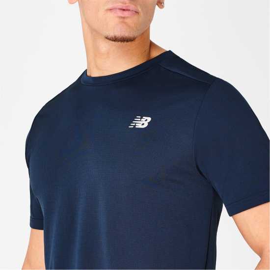 New Balance Мъжка Риза Running T-Shirt Mens Navy Мъжки тениски с яка
