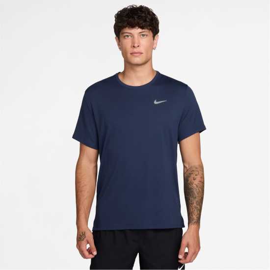 Nike Мъжко Горнище За Бягане Drifit Miler Running Top Mens Midnight Navy Nike Мъжко Горнище За Бягане Drifit Miler Running Top Mens Midnight Navy