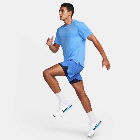Nike Мъжко Горнище За Бягане Drifit Miler Running Top Mens University Blue Мъжко облекло за едри хора