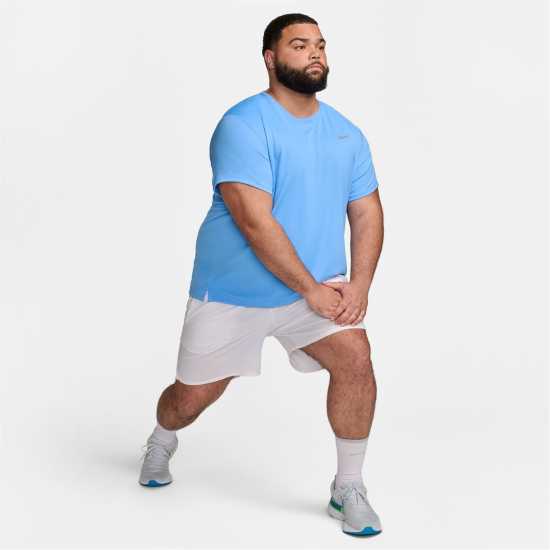 Nike Мъжко Горнище За Бягане Drifit Miler Running Top Mens University Blue Мъжко облекло за едри хора
