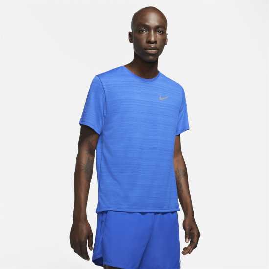 Nike Мъжко Горнище За Бягане Drifit Miler Running Top Mens Ghost Blue Мъжки тениски и фланелки