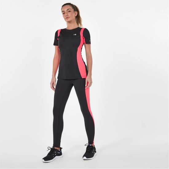 Karrimor Run Tights Womens Черно/Розово Дамски клинове за фитнес