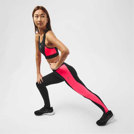 Karrimor Run Tights Womens Черно/Розово Дамски клинове за фитнес