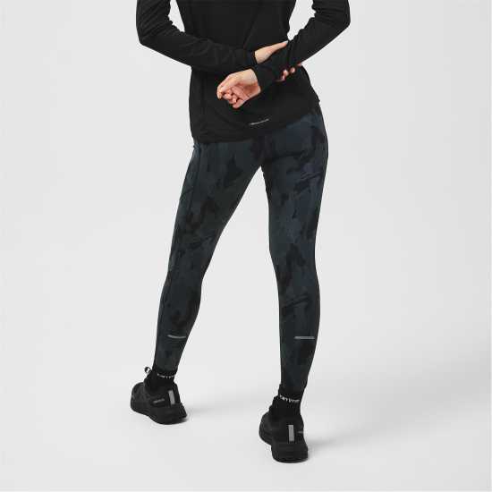 Karrimor Run Tights Womens Черно AOP Дамски клинове за фитнес