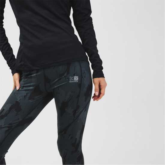 Karrimor Run Tights Womens Черно AOP Дамски клинове за фитнес