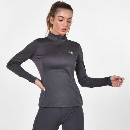Дамско Горнище С Цип Karrimor Longsleeve Quarter Zip Top Ladies Charcoal Дамски горнища с цип
