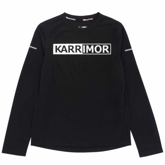 Тениска Момчета Karrimor Long Sleeve Run T Shirt Junior Boys Black - Детски тениски и фланелки