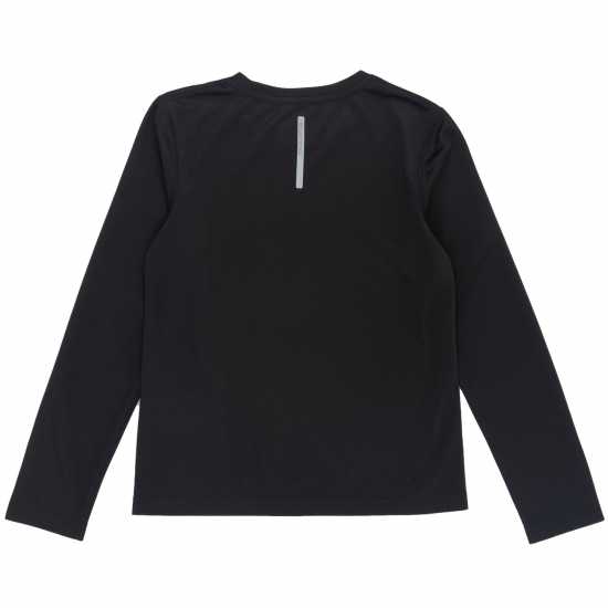 Тениска Момичета Karrimor Long Sleeve Run T Shirt Junior Girls Черно/Сиво Детски тениски и фланелки