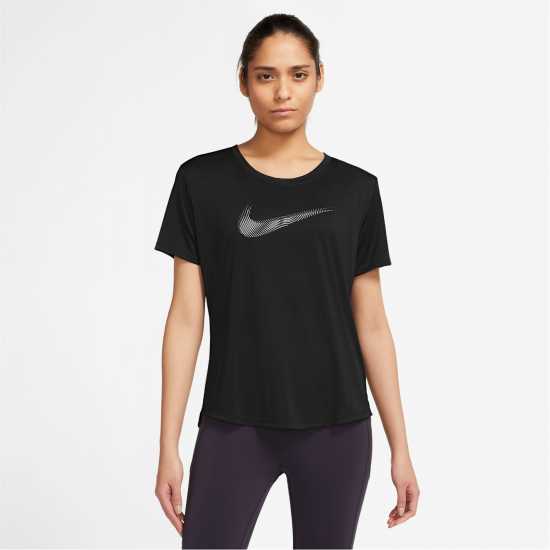 Dri-fit Swoosh Women's Short-sleeve Running Top Black/Grey Атлетика