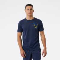 New Balance Graphic Impact Run Short Sleeve Mens Navy (420) Мъжки ризи