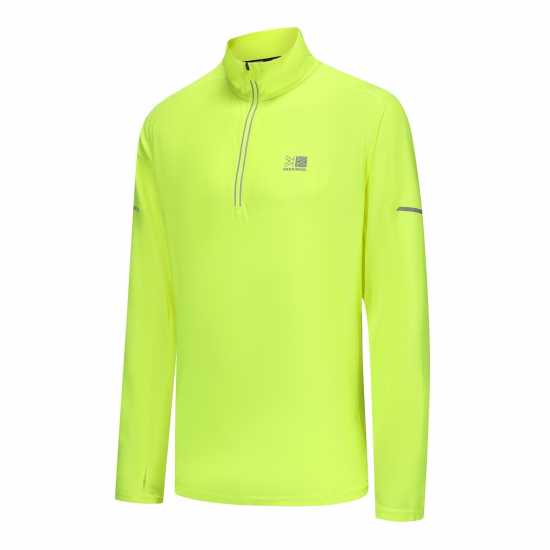 Karrimor Мъжко Горнище С Цип Long Sleeve Quarter Zip Top Mens Флуо Жълто Мъжки горнища с цип