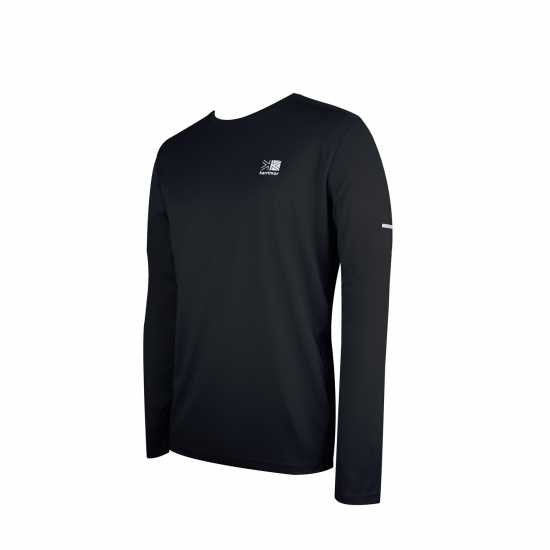 Мъжка Тениска Karrimor Long Sleeve Run T Shirt Mens Черно Мъжки дрехи за бягане