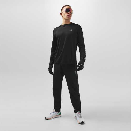 Мъжка Тениска Karrimor Long Sleeve Run T Shirt Mens Черно Мъжки дрехи за бягане