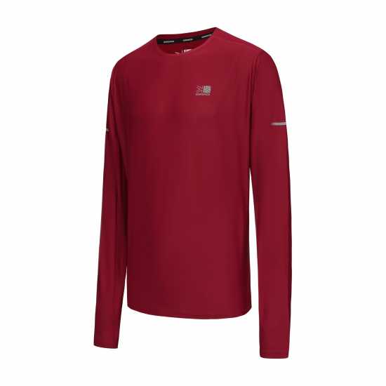 Мъжка Тениска Karrimor Long Sleeve Run T Shirt Mens Berry Мъжки дрехи за бягане