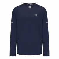 Мъжка Тениска Karrimor Long Sleeve Run T Shirt Mens Морска синьо Мъжки дрехи за бягане